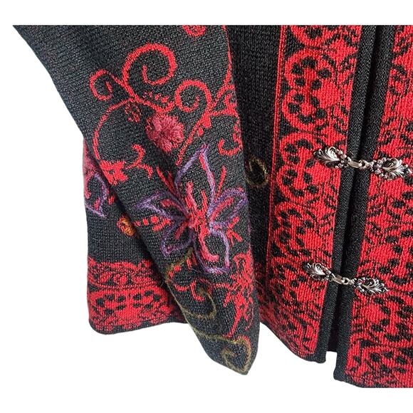 North Style S Black Embroidered Cardigan Sweater Jacket Alpaca Wool Peruvian - Picture 4 of 9